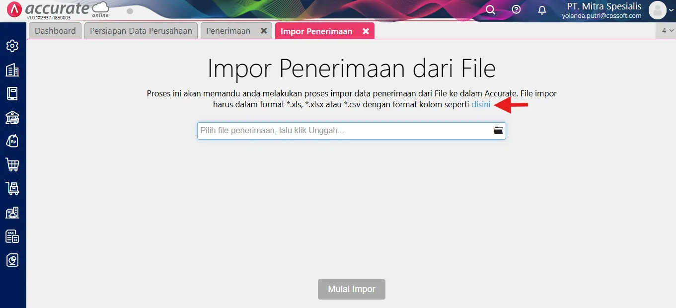 mencatat impor penerimaan